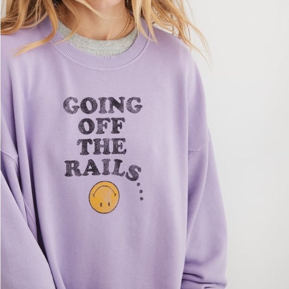 NWT AERIE THE CHILL CREW Going off the Rails Sweatshirt XS